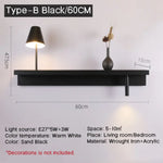 Applique Murale De Luminaire Design Moderne Compact. B-Noir L60Cm Chambre