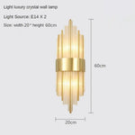 Applique Murale Led Cristalline Scandinave Luxueuse Doré 60X20Cm / 3 Lumières De Couleur Chambre
