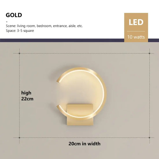 Applique Murale Led Design Élégant Minimaliste Typeb Doré / Blanc Chaud Chambre