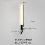 Applique Murale Led Design Épuré Contemporain A-Noir-115Cm / 3000K Chambre