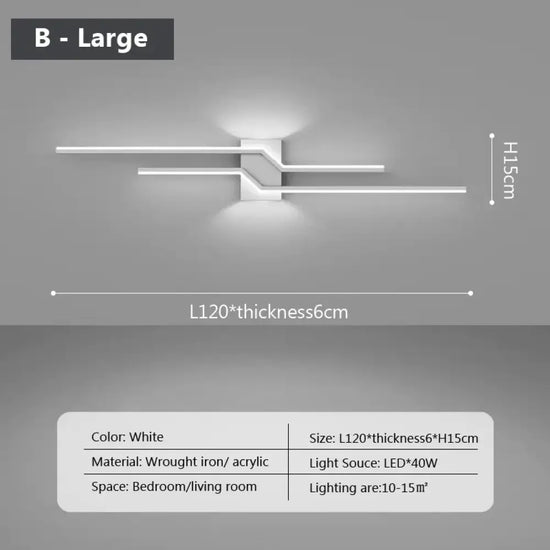 Applique Murale Led Élégante Design Contemporain Typeb Blanc 120Cm / Chaud Chambre