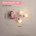 Applique Murale Led G4 Chambre Enfant Design Ange Rose Gauche / 3 Température De Couleur Applique