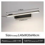Applique Murale Led Moderne Élégante Et Design. Droite Noir L40Cm / Lumière Blanche Chambre