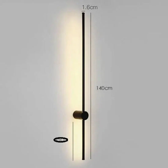 Applique Murale Minimaliste Design Élégant Lumineux 140Cm Noir / Chaud Chambre
