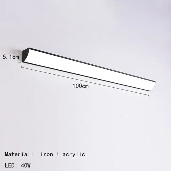Applique Murale Miroir Aluminium Design Élégant Minimaliste 100 Cm / Lumière Chaude Chambre