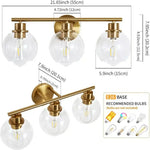 Applique Murale Miroir Industrielle Élégante Moderne Or 3 Lumières Chambre
