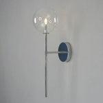 Applique Murale Ronde Verre Design Scandinave Élégant Tête Simple Argentée Chambre