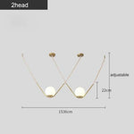 Arto Suspension Verre Boule Et Bras Doré 2 Lampes / Blanc Froid Luminaire Chambre