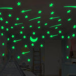 Autocollant mural phosphorescent en forme d’étoiles et de lune