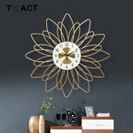 Horloge Murale Fleur Métal Doré 54Cm Luminaire Doré