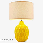 Lampe Chevet Jaune Abat-Jour Tissu Luminaire Chambre