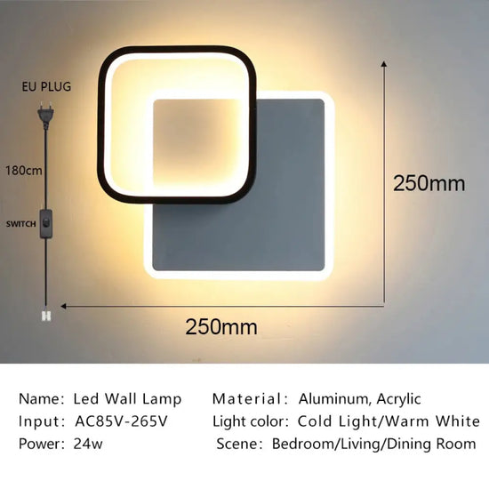 Lampe Led Élégante Design Minimaliste Scandinave Applique Murale Chambre