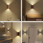 Led Capteur De Mouvement Bois Tactile Sans Fil Applique Murale Chambre