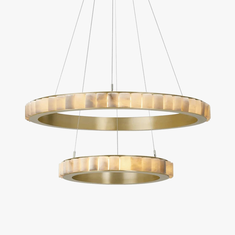 Candelabro de diseño anillos LED posmoderno mármol oro negro redondo diseño para comedor