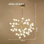 Lustre Arbre Branches Boules Verre Led Blanc - 54 Lampes Luminaire Doré