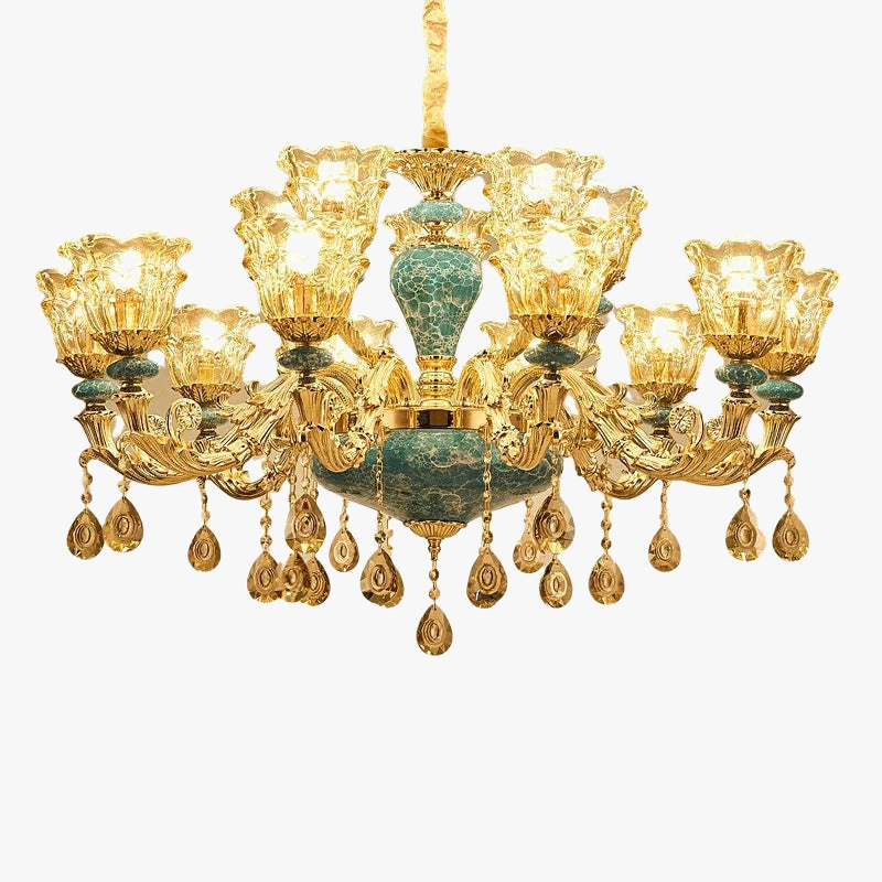 lámpara de lujo de cristal y cerámica para una iluminación elegante