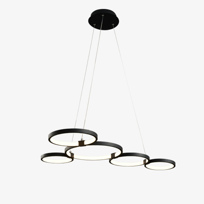 Lámpara colgante diseño de anillos luminosos suspendidos