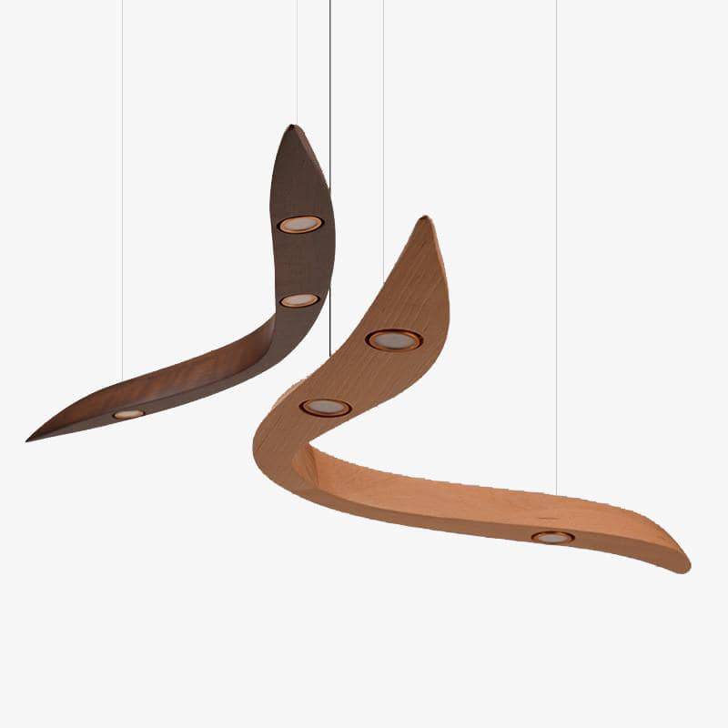 Lámpara de techo ramas redondeadas madera LED elegante