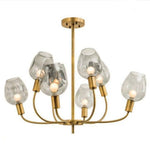 Lustre Doré Et Verre Fumé Élégant Fumé Bleu Luminaire Chambre