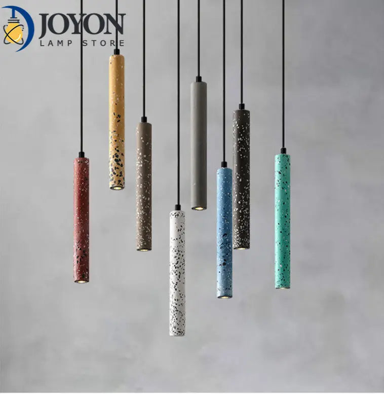 Lámpara colgante elegante de tubo de hormigón
