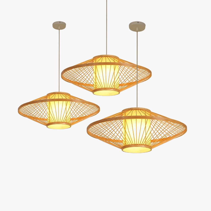 lámpara de bambú tejido té zen loft japonés iluminación interior