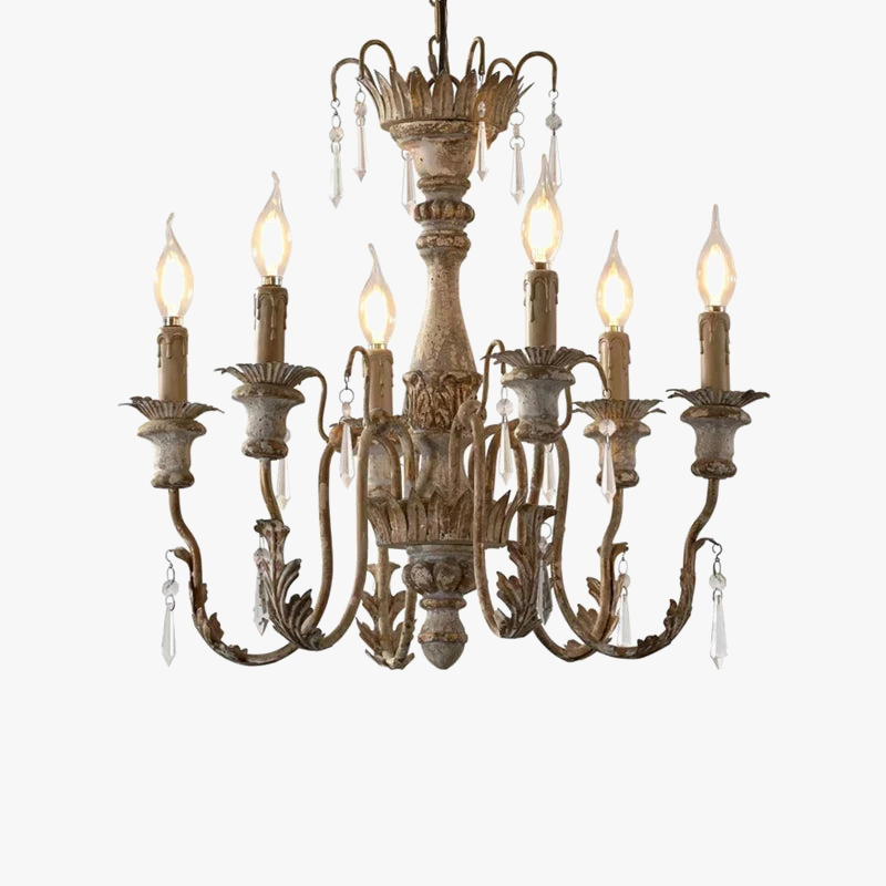Lámpara vintage elegante en madera artesanal