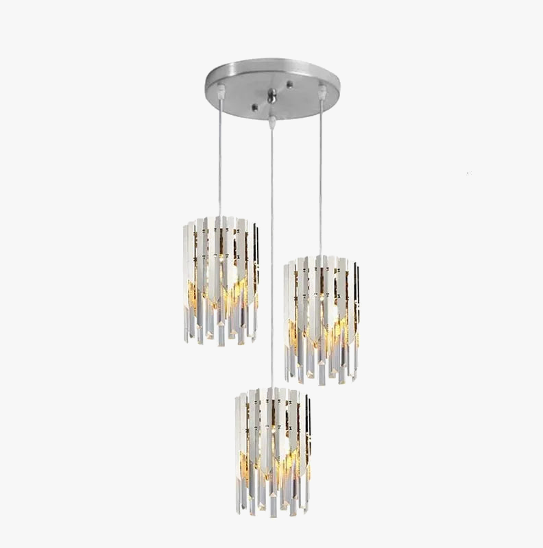 lámpara de cristal cromado dorado con iluminación vintage interior