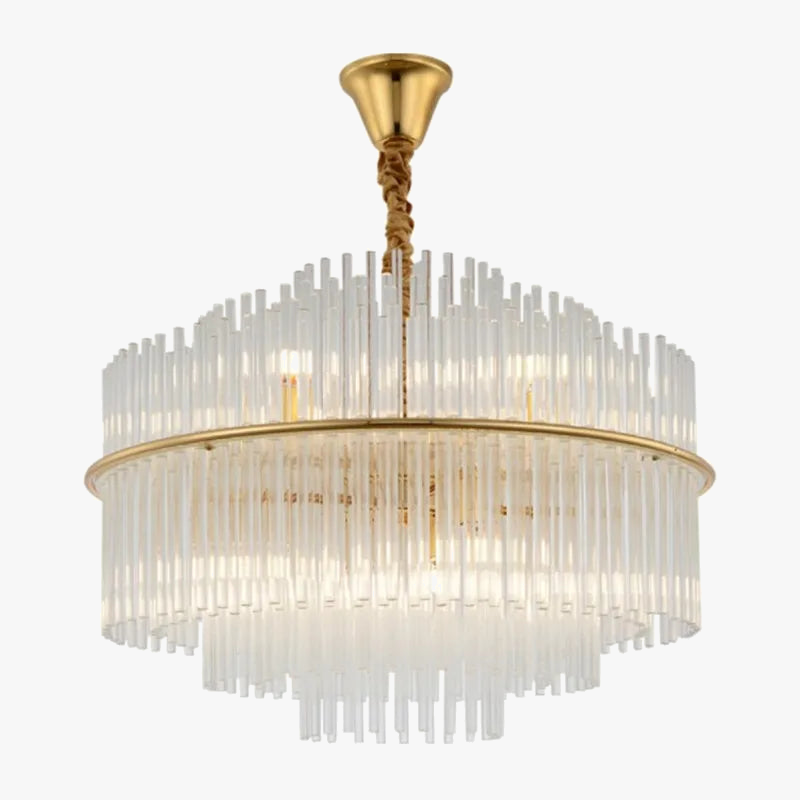 lámpara de araña de cristal moderna con varilla de vidrio transparente elegante y chic