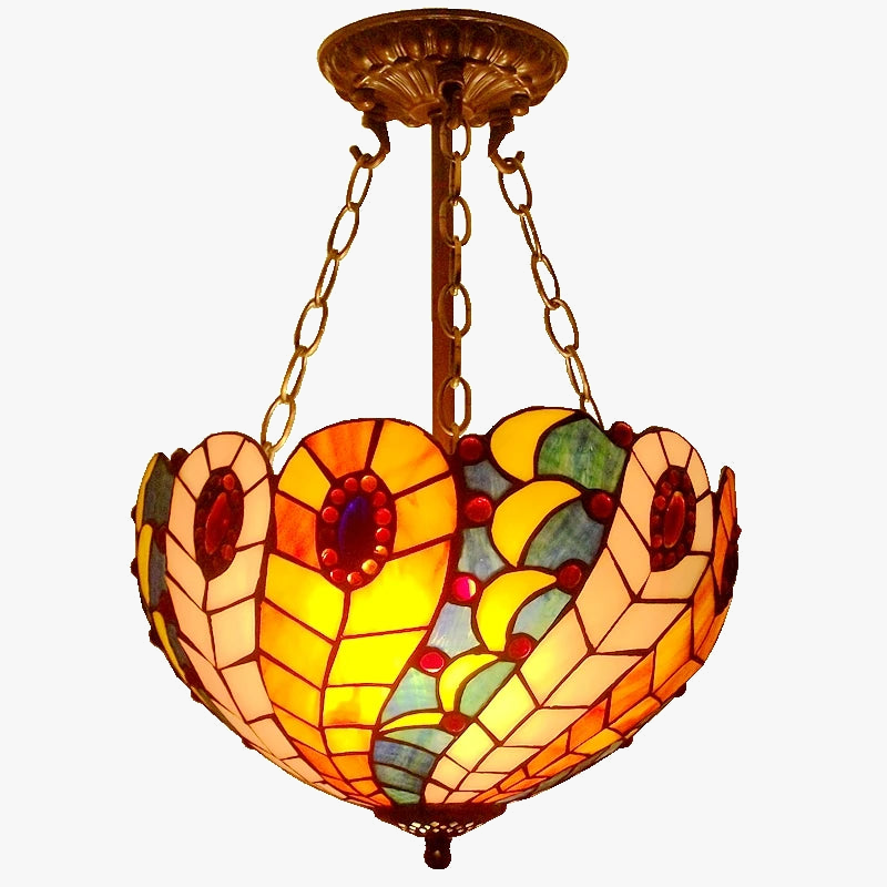 lámpara en forma de cola de pavo real para decoración antigua europea