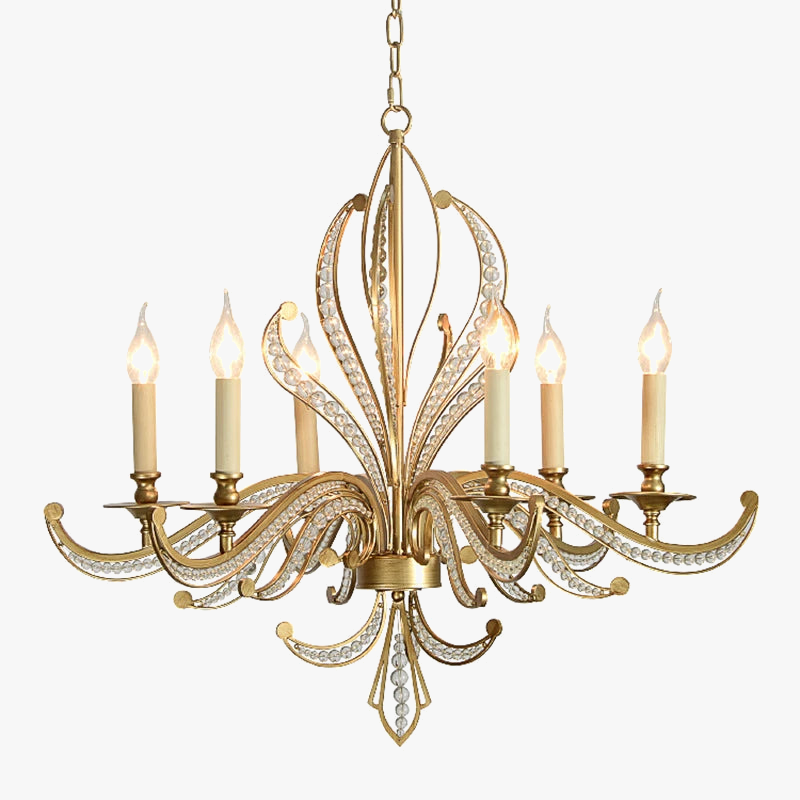 Candelabro con cristales dorados elegante