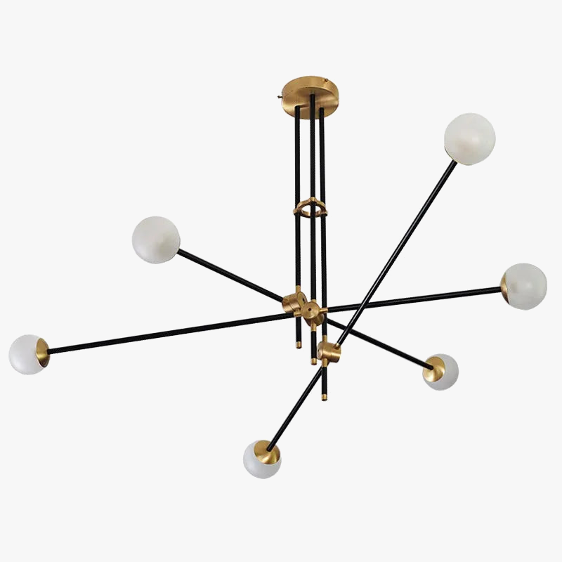 lámpara de metal ligero con bolas de vidrio elegante