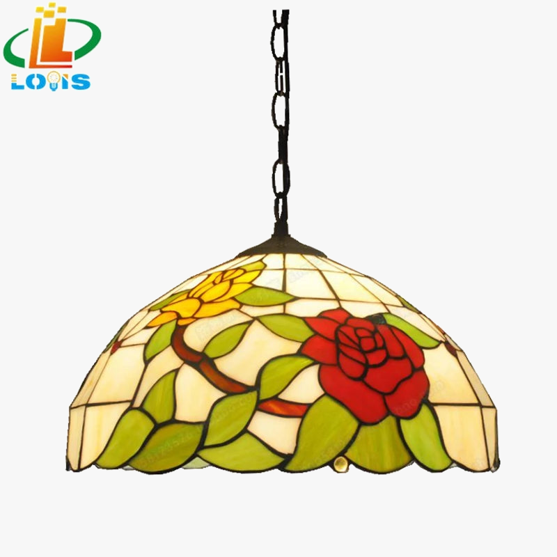 lámpara de vidrio de peonía estilo europeo moderno decorativo