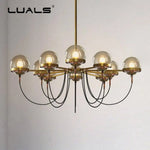 Lustre Industriel Doré Verre Sphérique Luminaire Chambre
