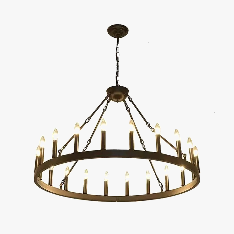 Lámpara colgante industrial moderna de hierro redondo con LED para decoración