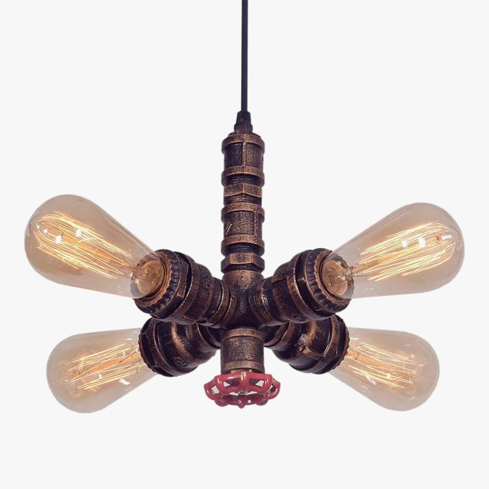 Lámpara de techo vintage de metal industrial iluminada