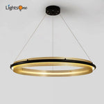 Lustre Led Anneau Métal Doré Luxe Luminaire Chambre
