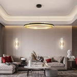 Lustre Led Anneau Métal Doré Luxe Luminaire Chambre