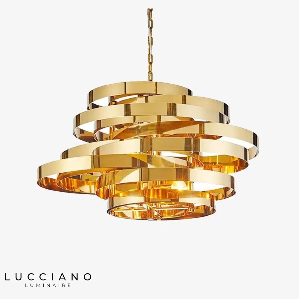 Lustre Led Anneaux Doré Tornado Luminaire Chambre