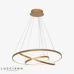Lustre Led Anneaux Imbriqués Suspendus Luminaire Doré
