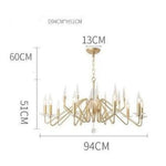 Lustre Led Branches Dorées Crystal 94 X 51Cm / Froide Luminaire Chambre