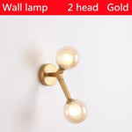 Lustre Led Design En Verre Doré - 2 Lampes / Transparent Froide Luminaire Chambre