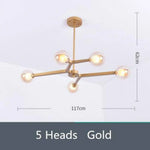 Lustre Led Design En Verre Doré - 5 Lampes / Transparent Froide Luminaire Chambre