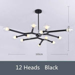 Lustre Led Design En Verre Noir - 12 Lampes / Transparent Froide Luminaire Chambre
