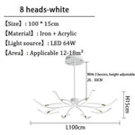 Lustre Led Design Métal Tiges Kyio Blanc - 8 Lampes / Froide Luminaire Chambre