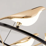 Lustre Led Design Oiseaux Dorés Luminaire Cuivre