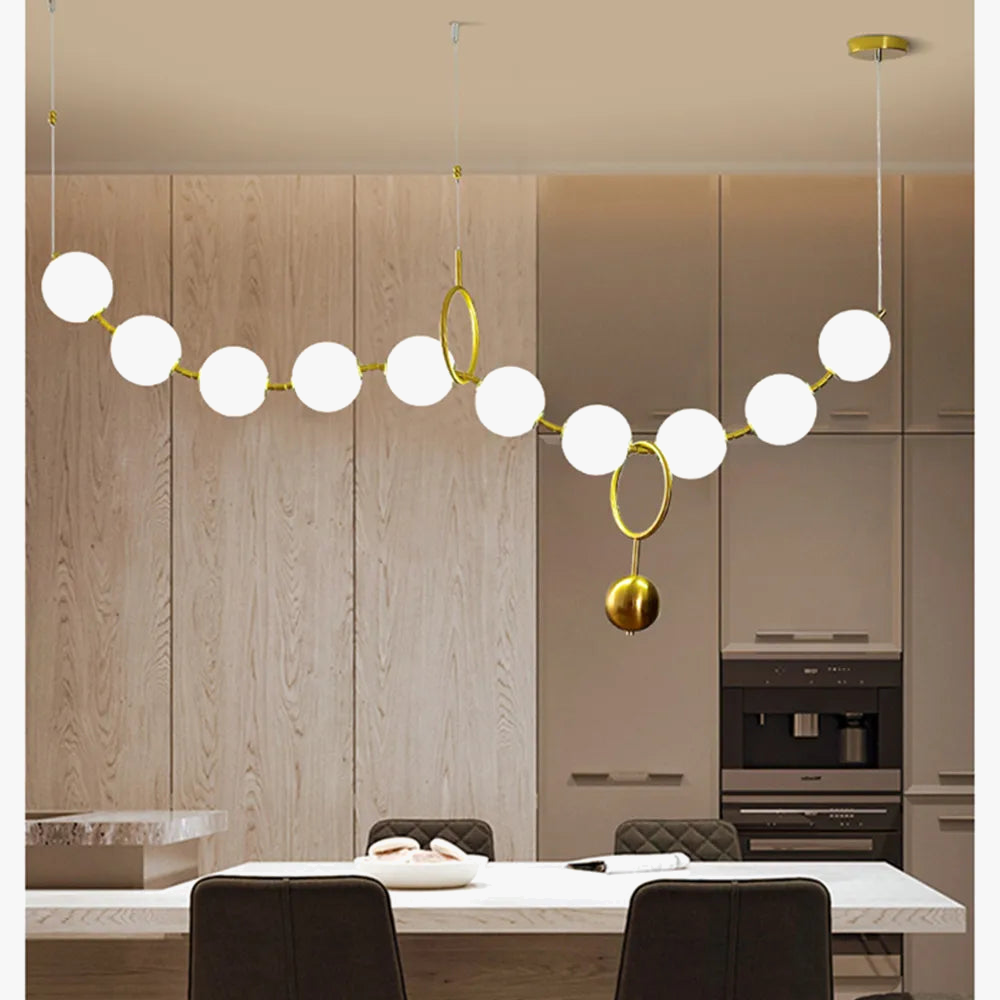 lámpara LED en cadena de bolas de vidrio elegante y moderna
