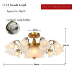 Lustre Led Fleurs Abat-Jour 13 Lampes - Doré Luminaire Chambre