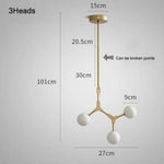 Lustre Led Métal Doré Et Verre Loft 3 Lampes Luminaire Doré