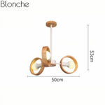 Lustre Led Moderne Disque Bois Japan Blanc / 3 Lampes Luminaire Chambre