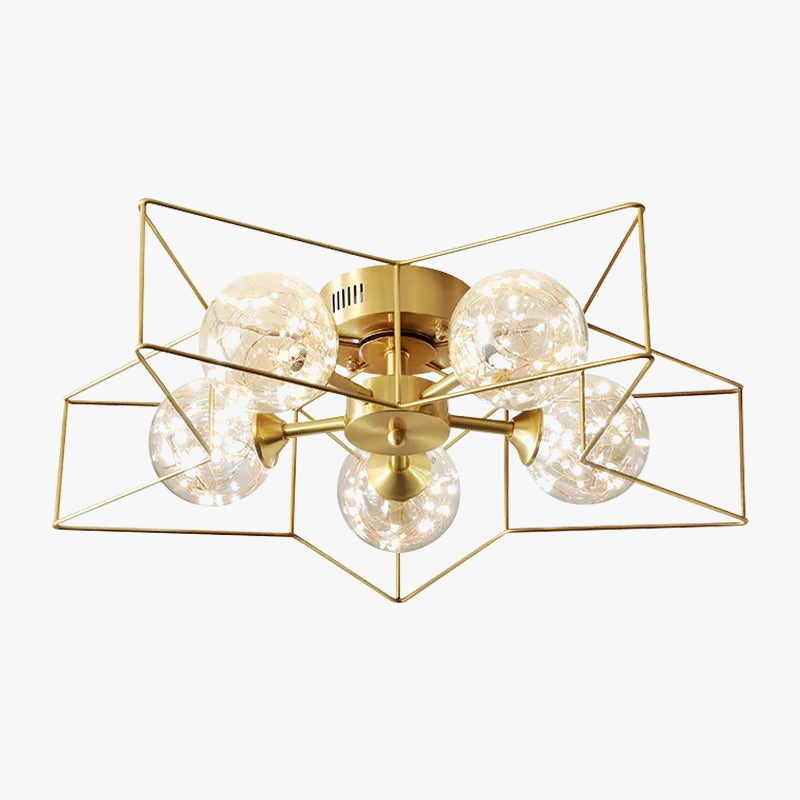 lámpara moderna minimalista en cobre con estrella led